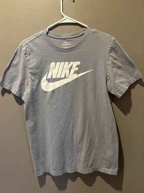 Men’s Nike Light Blue - Grey Short Sleeve Tee with White Swoosh